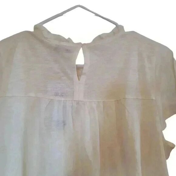 Ella Moss Women's Ivory Cotton/Modal Knit Ruffle Sleeve Top NEW - Picture 4 of 15